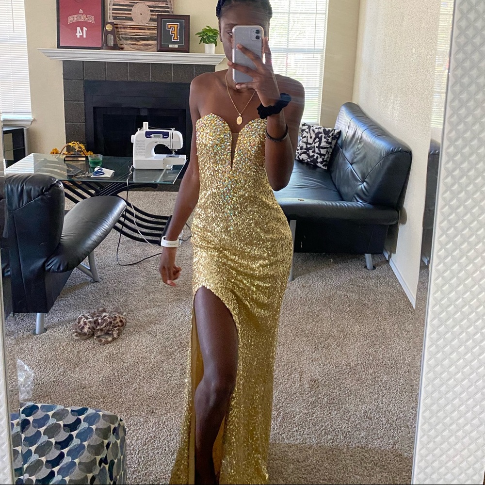 Gold prom dress